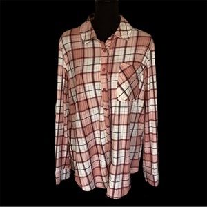 Flannel Pink and White Long Sleeve